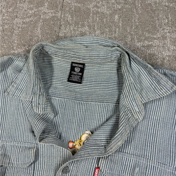 Vintage Warner Bros Looney Tunes Embroidered Button Down Short Sleeve Size Large - Picture 5 of 7